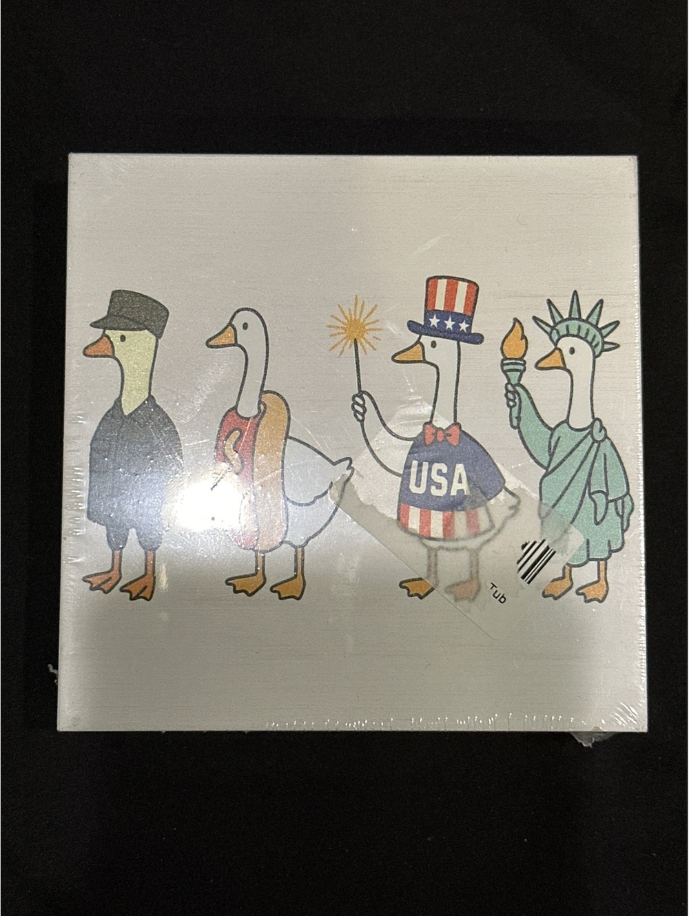 Patriotic Goose Themed Decorative Wall Art Panel - 5x5 Inches
